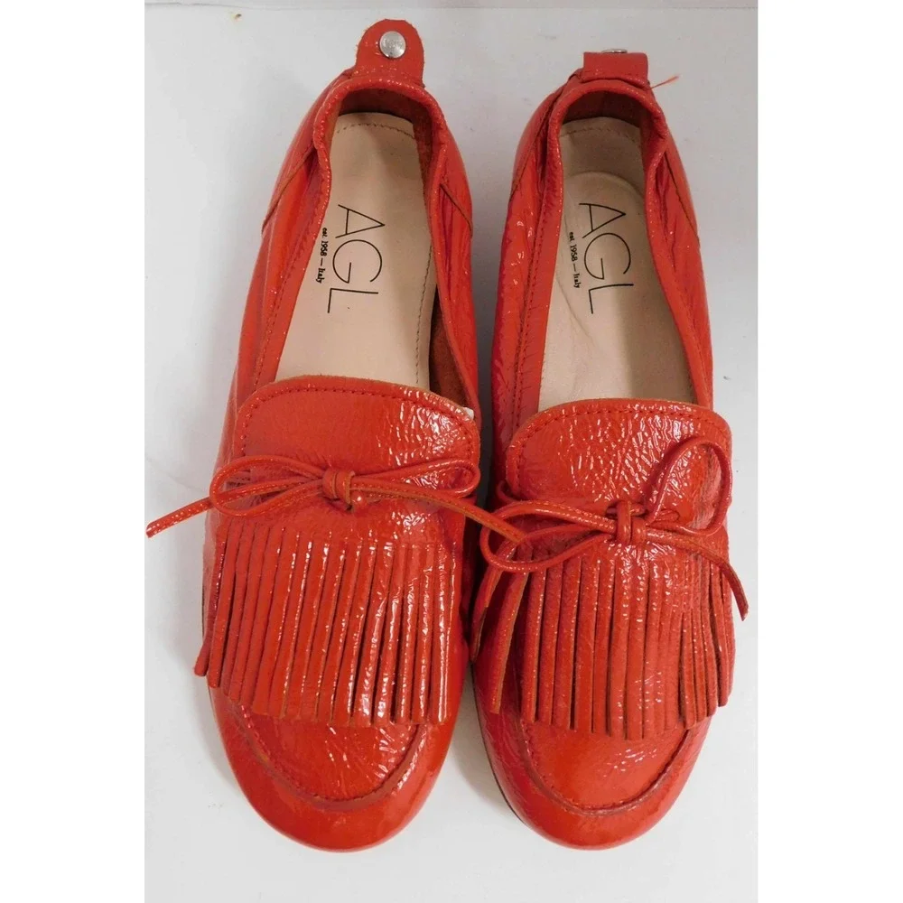 AGL  Red Patent Leather Loafers Women's US Size 6.5 EUR 37 - Picture 3 of 6